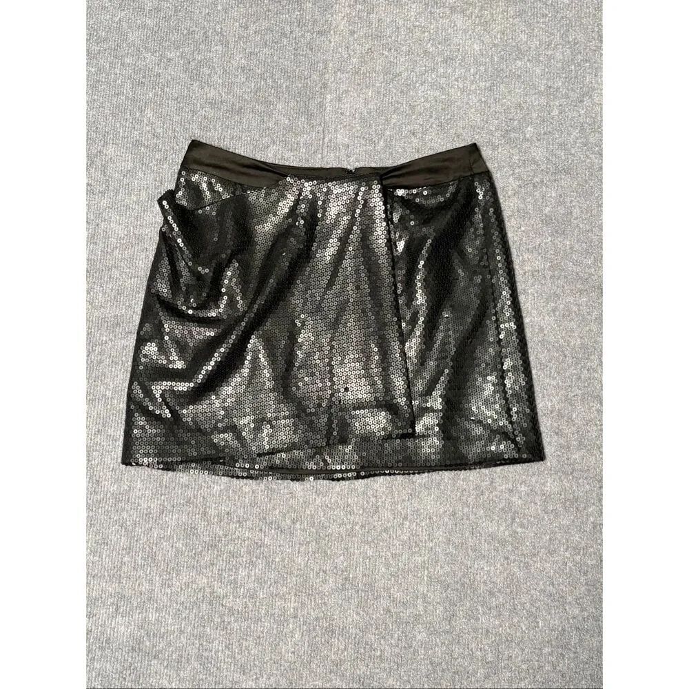 Anthropologie Line & Dot Black Sequin Mini Skirt S Party Cocktail Holiday Glam